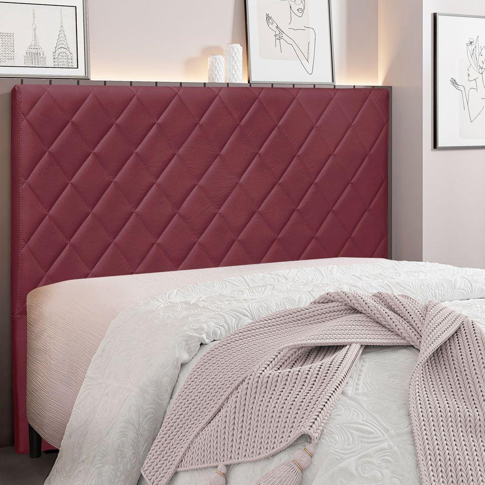 Cabeceira Queen 1,60m Esmeralda Veludo Vinho - Pallazio - 4