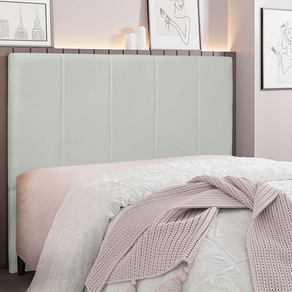 Cabeceira King 1,95m Ravenna Veludo Cinza Prata - 4