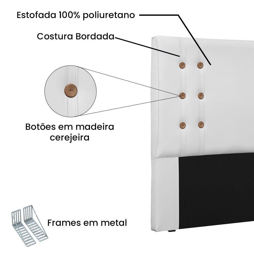 Cabeceira Gênova Para Cama Box Solteiro 90cm Corino Branco - 3