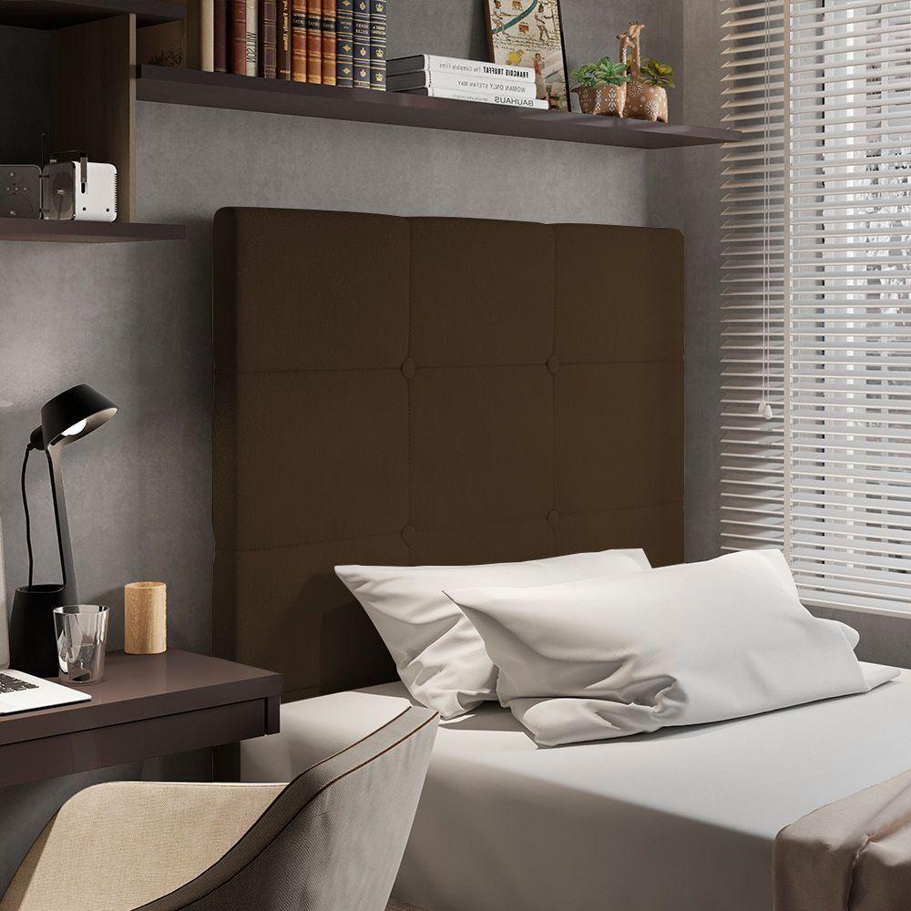 Cabeceira Cama Box Solteiro 90cm Suede Marrom - 4