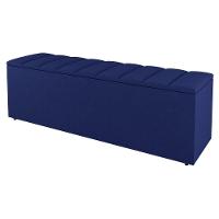 Kit Cabeceira E Baú Cama Box Solteiro Cora 90Cm Suede Azul