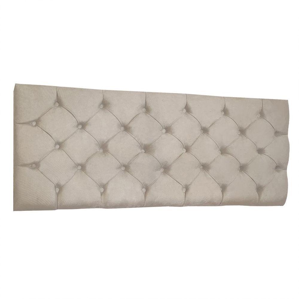 Cabeceira Painel Capitonê Solteiro 0,90m Jade Suede Cor Bege - 1