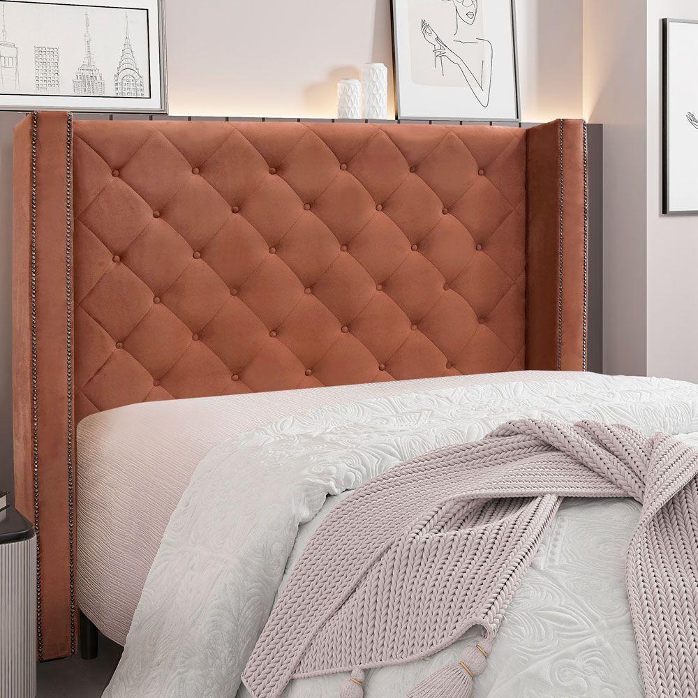 Cabeceira King 1,95m Vicenza Veludo Cobre - 4