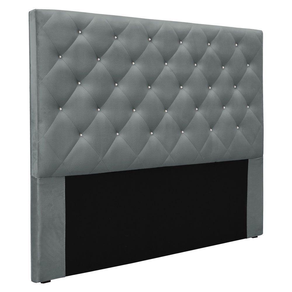 Cabeceira Queen 1,60m Tânia Veludo Cinza Chumbo - 1