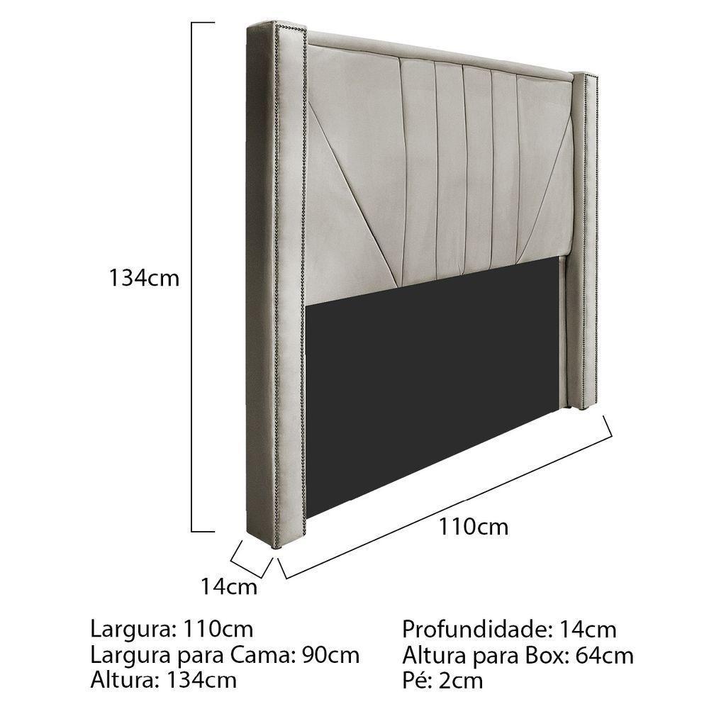 Cabeceira Solteiro 90 Cm Para Cama Box Linho Bege - 5