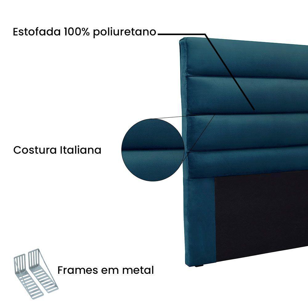Cabeceira King 1,95m La Italiana Veludo Azul Marinho - 3