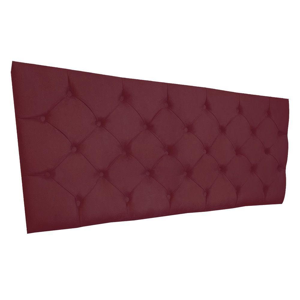 Cabeceira Painel Capitonê Casal 1,40m Jade Suede - Pallazio Cor Marsala - 3