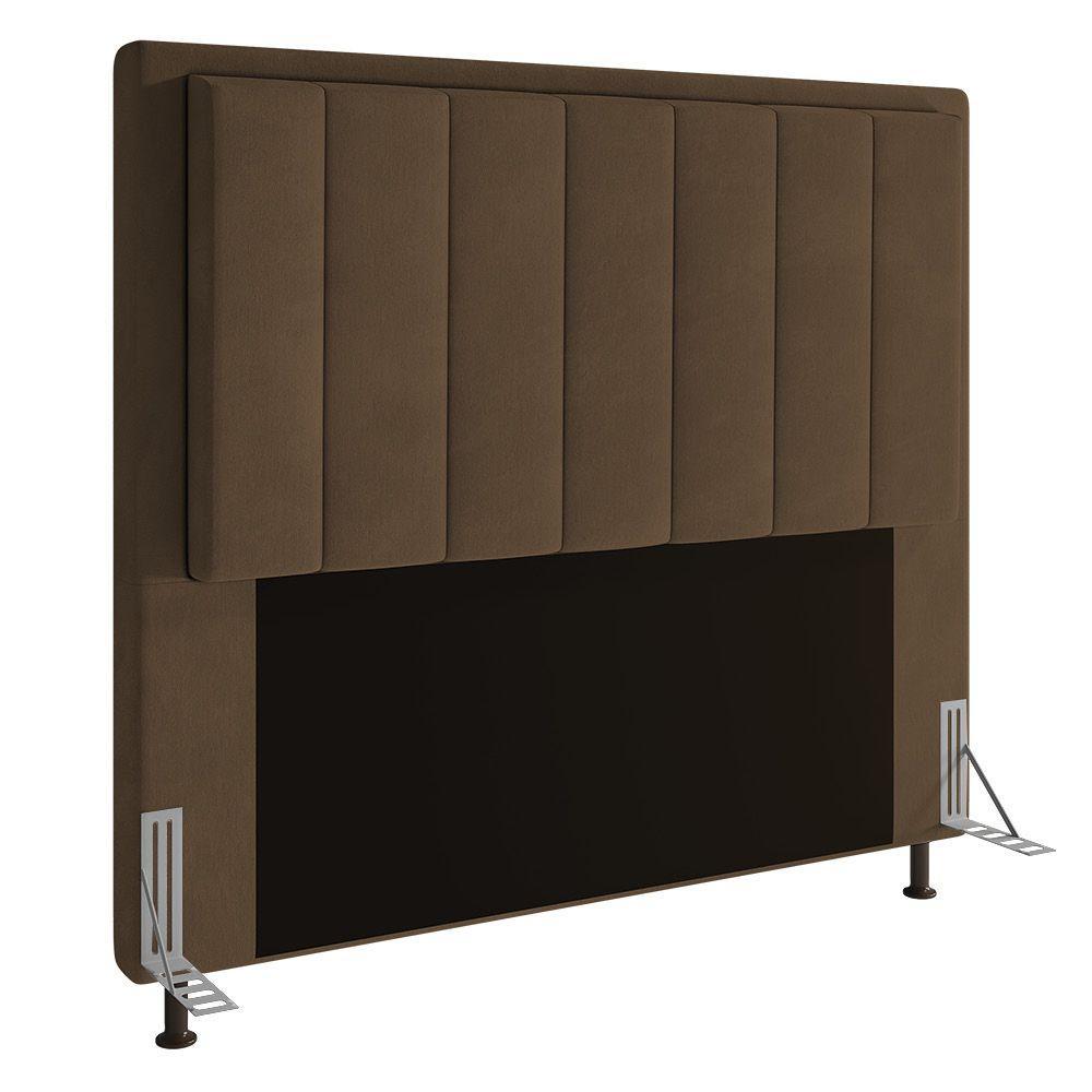 Cabeceira Opala Cama Box Casal 140cm Suede Marrom - 1
