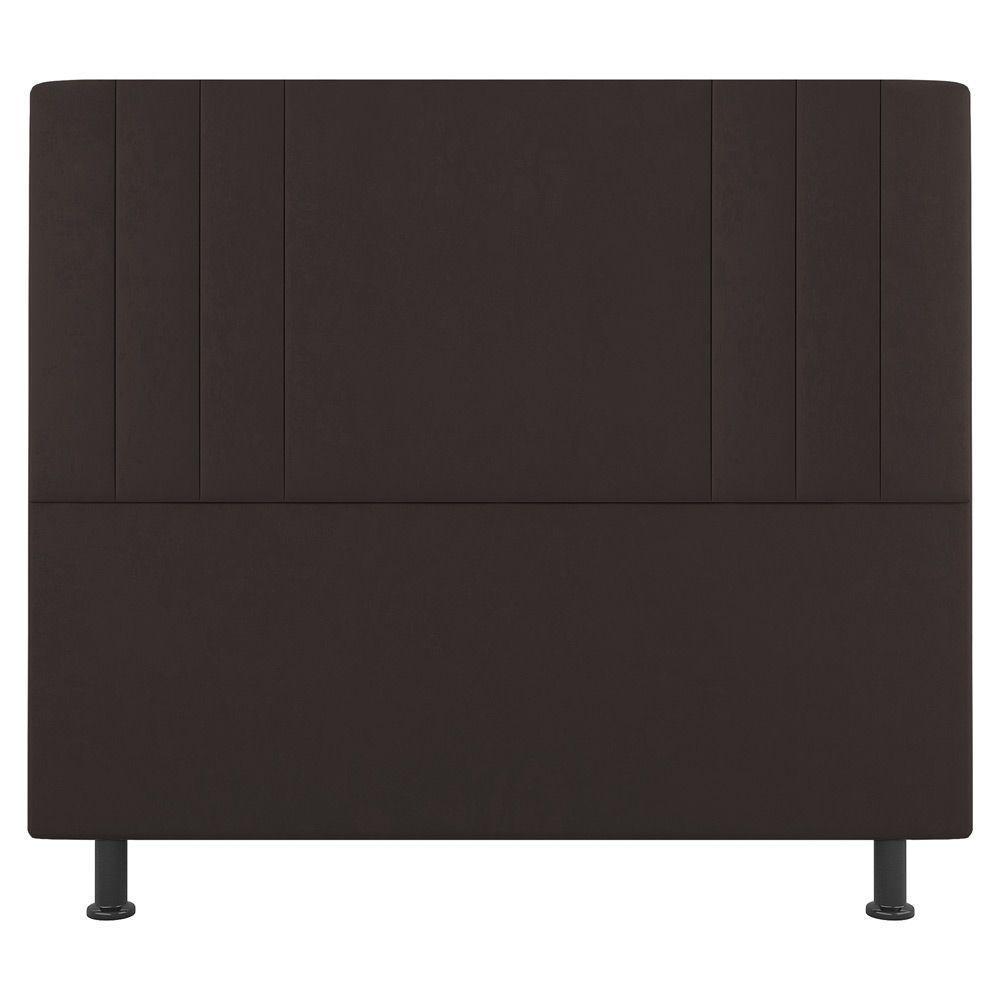 Kit Cabeceira E Baú Cama Box Solteiro 90Cm Sintético Marrom - 7