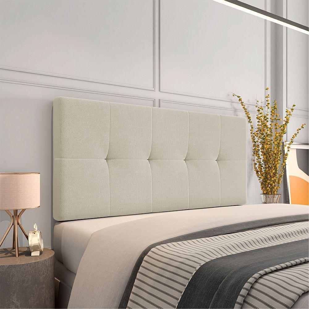 Cabeceira Painel Nina Para Cama Box Casal 140 Cm Linho Cor A19 Grosso Bege - 5