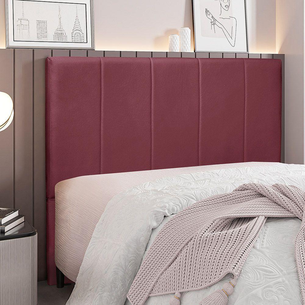 Cabeceira Casal 1,40m Erza Veludo Vinho Gran Belo - 2