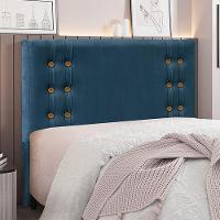 Cabeceira Casal 1,40m Kors Veludo Azul Gran Belo - 2