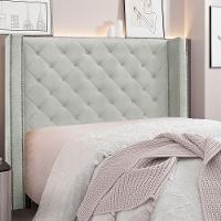 Cabeceira King 1,95m Vicenza Veludo Cinza Prata - 4