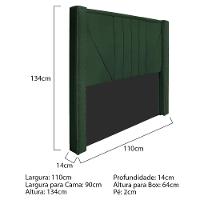 Kit Cabeceira E Calçadeira Baú Solteiro 90cm Suede Verde - 7