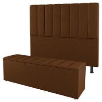 Kit Cabeceira E Baú Cama Box Queen 160Cm Suede Terracota - 1