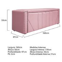 Kit Cabeceira e Calçadeira Baú Queen 160cm Suede Rosa Bebê - 3