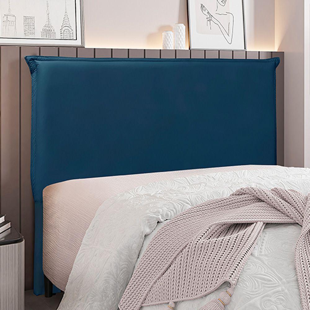Cabeceira Queen Size 1,60m Trento Veludo Azul Gran Belo - 4