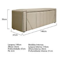 Kit Cabeceira E Calçadeira Baú Casal 140cm Corano Bege - 3