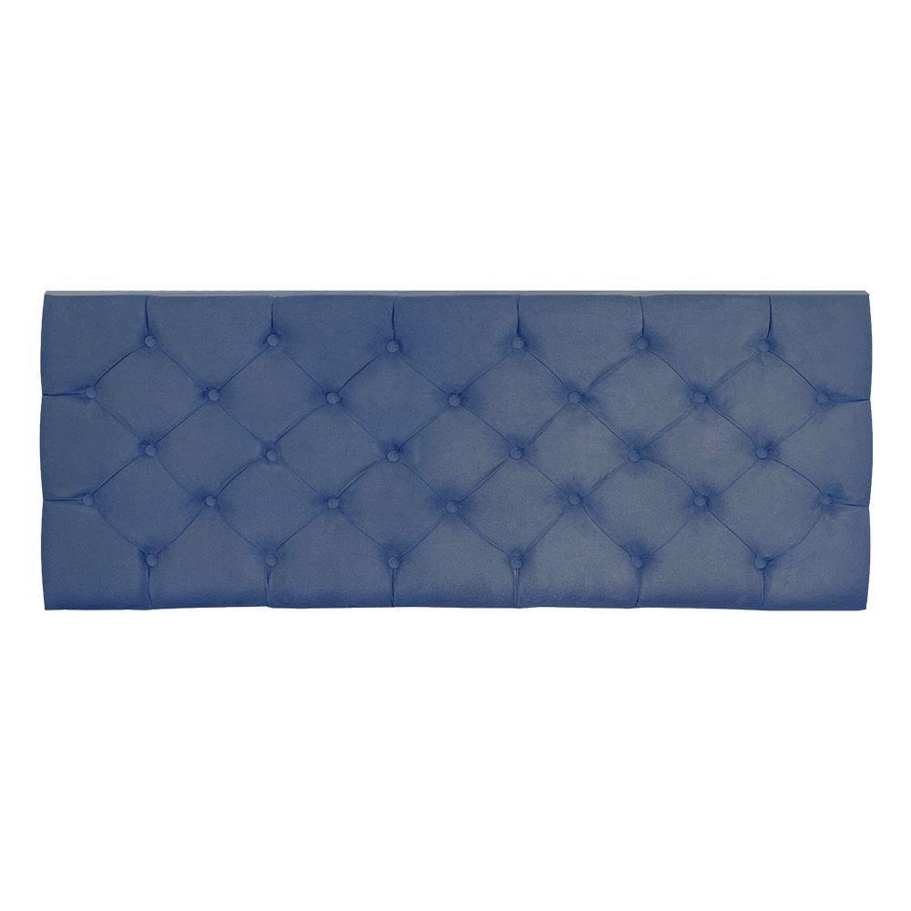 Cabeceira Painel Capitonê Casal 1,40m Jade Suede - Pallazio Cor Azul Marinho - 5