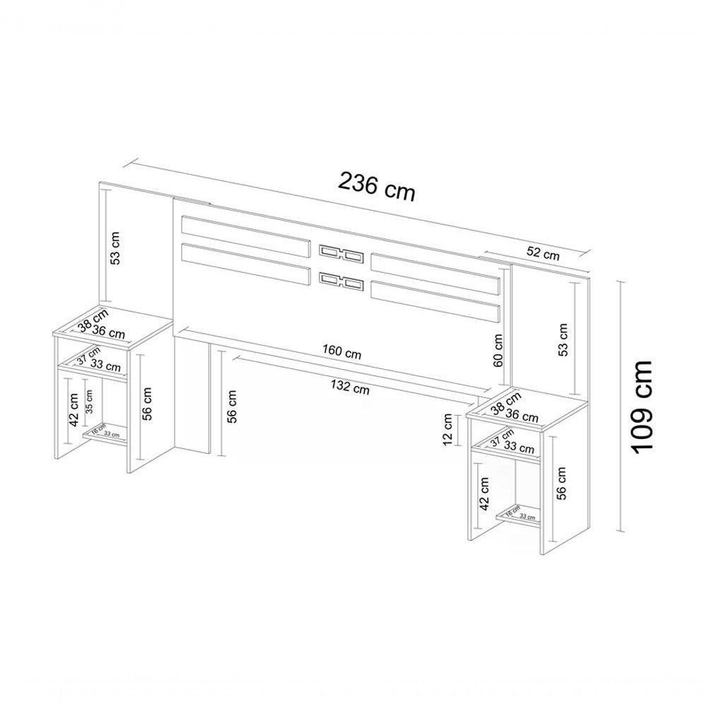 Cabeceira Casal 02 Gavetas Triunfo Amendola Amendola - 3