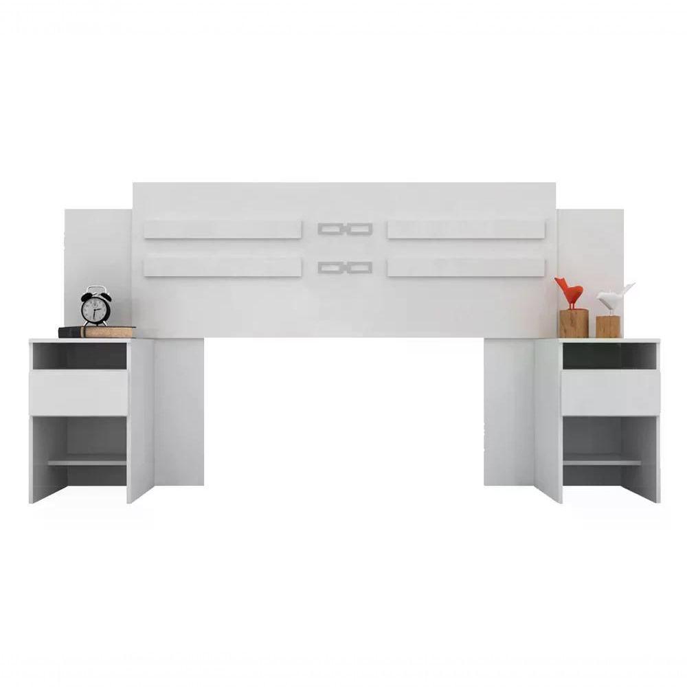 Cabeceira Casal 02 Gavetas Triunfo Branco Demobile Branco - 1