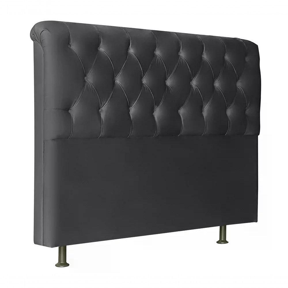 Cabeceira Solteiro 90cm Emilia Suede Preto Id Suede Preto - 1