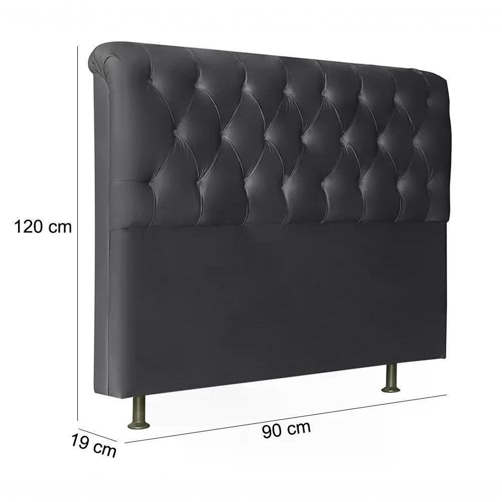 Cabeceira Solteiro 90cm Emilia Suede Preto Id Suede Preto - 4