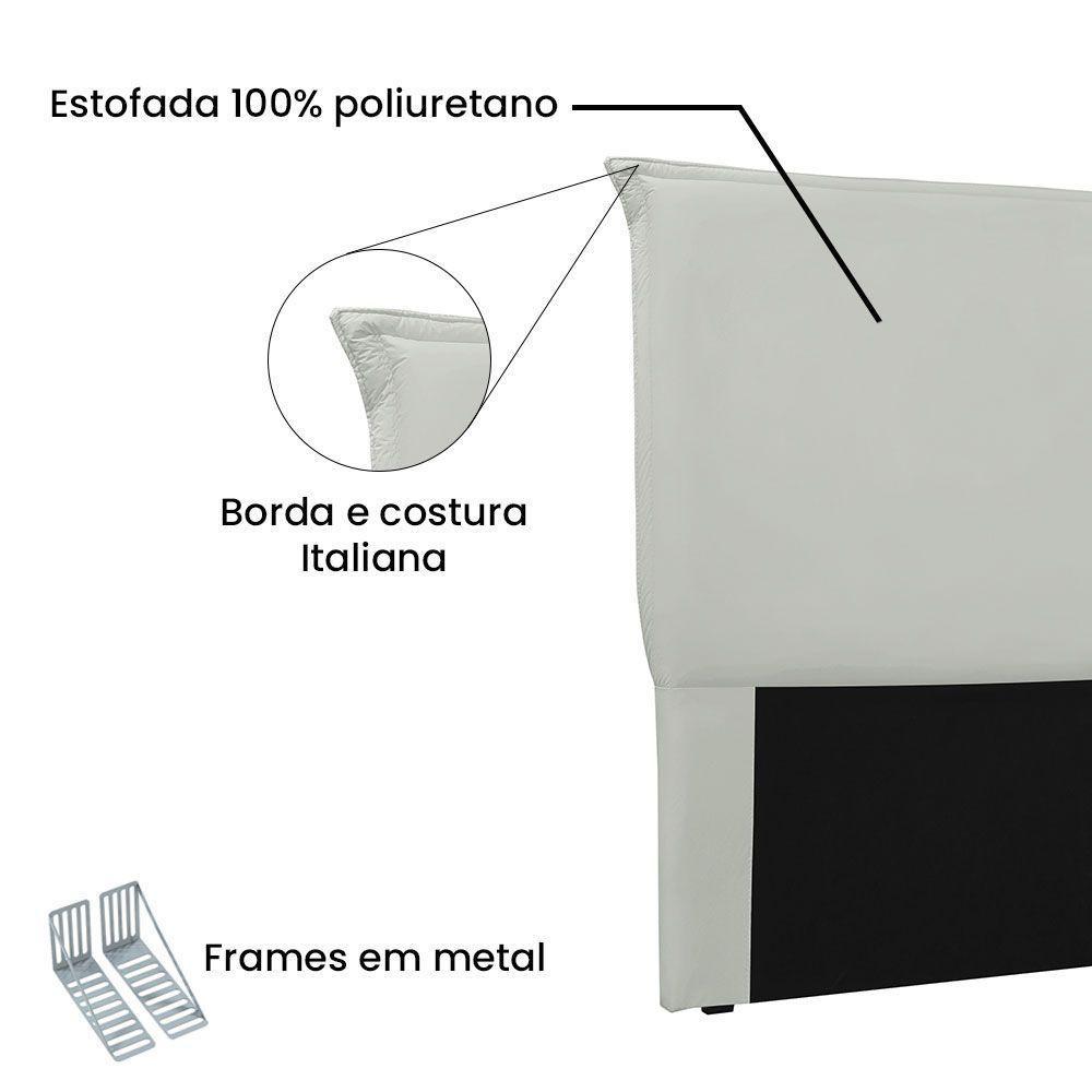 Cabeceira Queen 1,60m Veneza Veludo Cinza Prata - 3