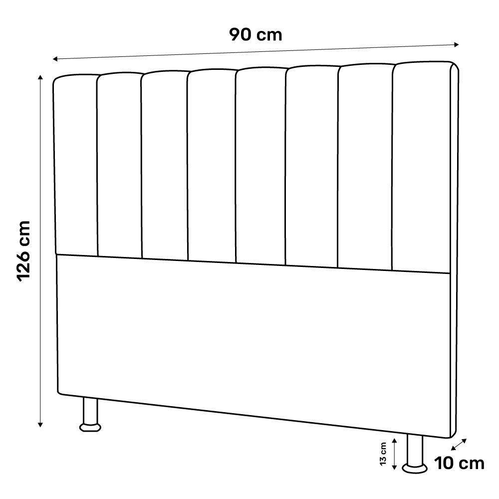 Cabeceira Cama Box Solteiro Cora 90Cm Suede Cinza Claro - 3