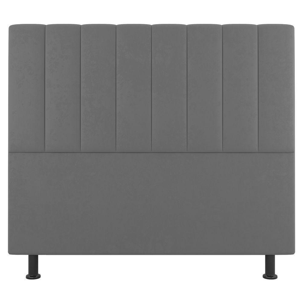 Cabeceira Cama Box Solteiro Cora 90Cm Suede Cinza Claro - 4