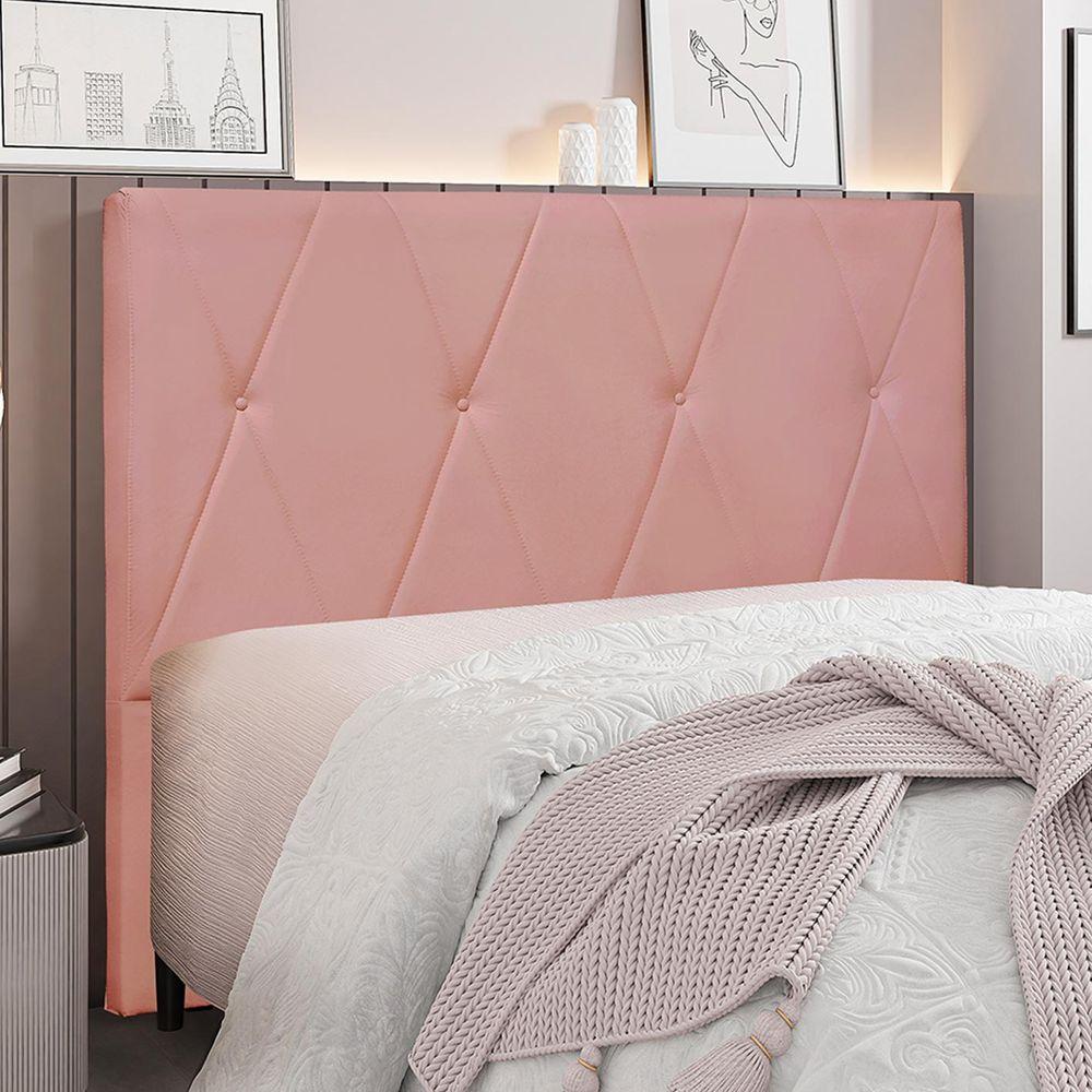 Cabeceira Queen Size 1,60m Yves Veludo Rosa Gran Belo - 2