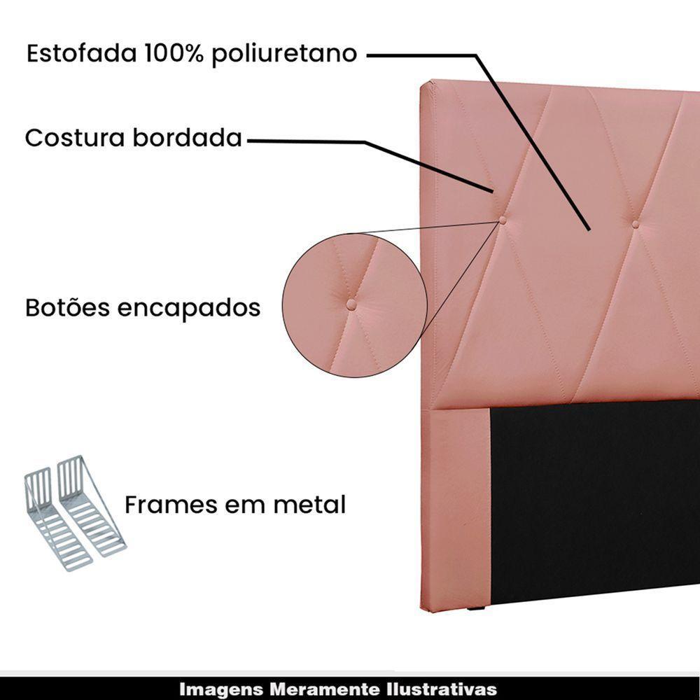 Cabeceira Queen Size 1,60m Yves Veludo Rosa Gran Belo - 4