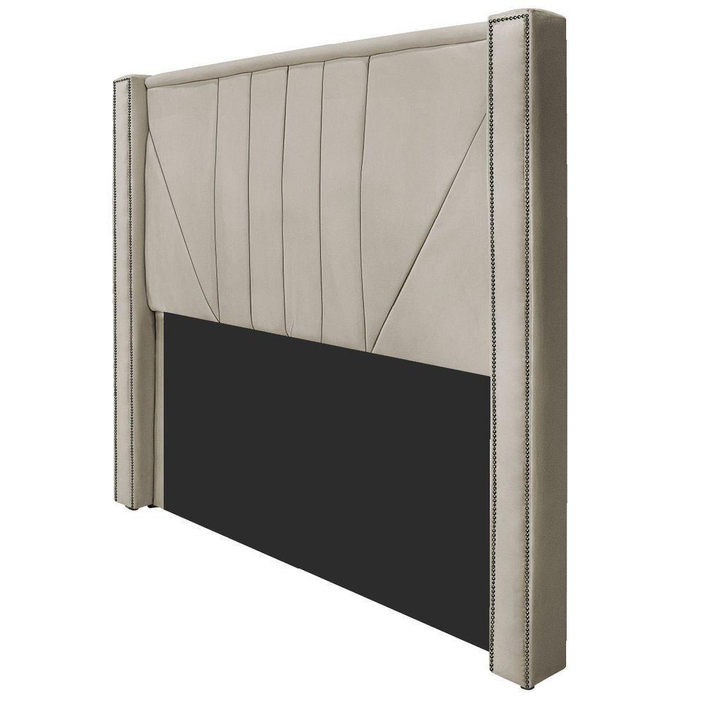 Cabeceira King 195 Cm Para Cama Box Suede Bege - 4