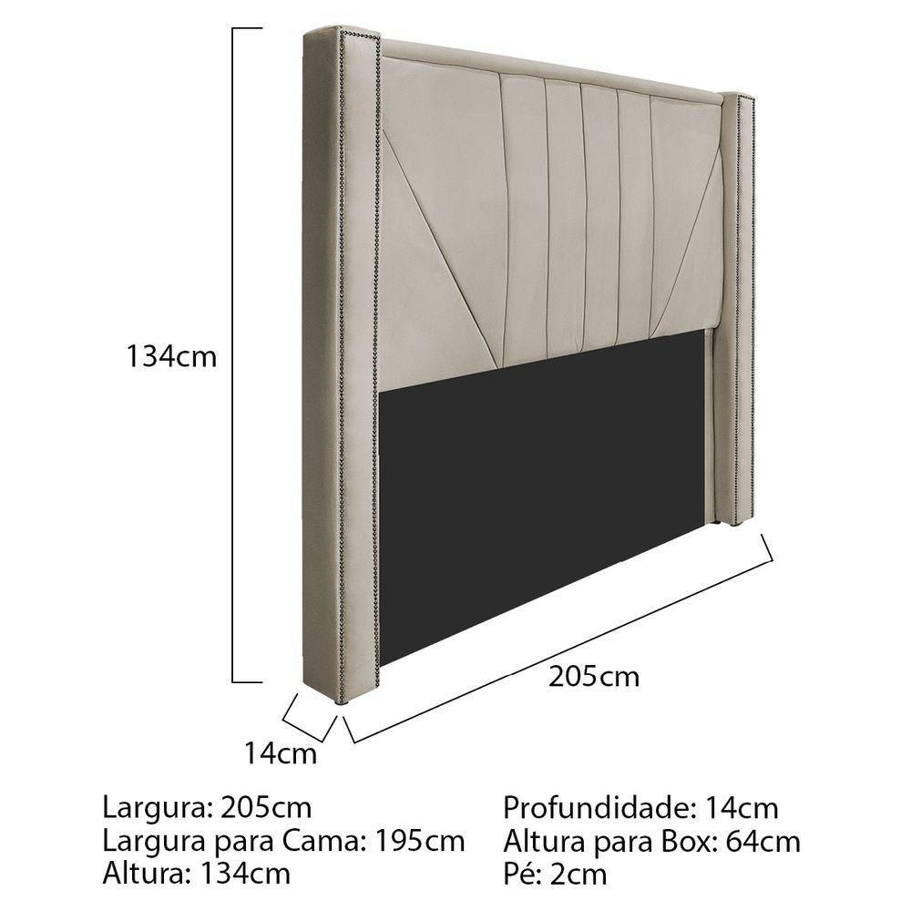 Cabeceira King 195 Cm Para Cama Box Suede Bege - 5