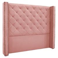 Cabeceira King 1,95m Vicenza Veludo Rosa - 1