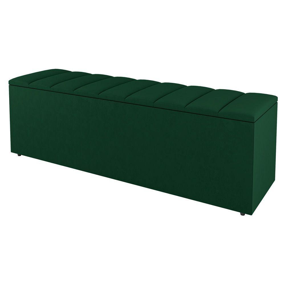 Kit Cabeceira E Baú Cama Box Solteiro Cora 90Cm Suede Verde - 4