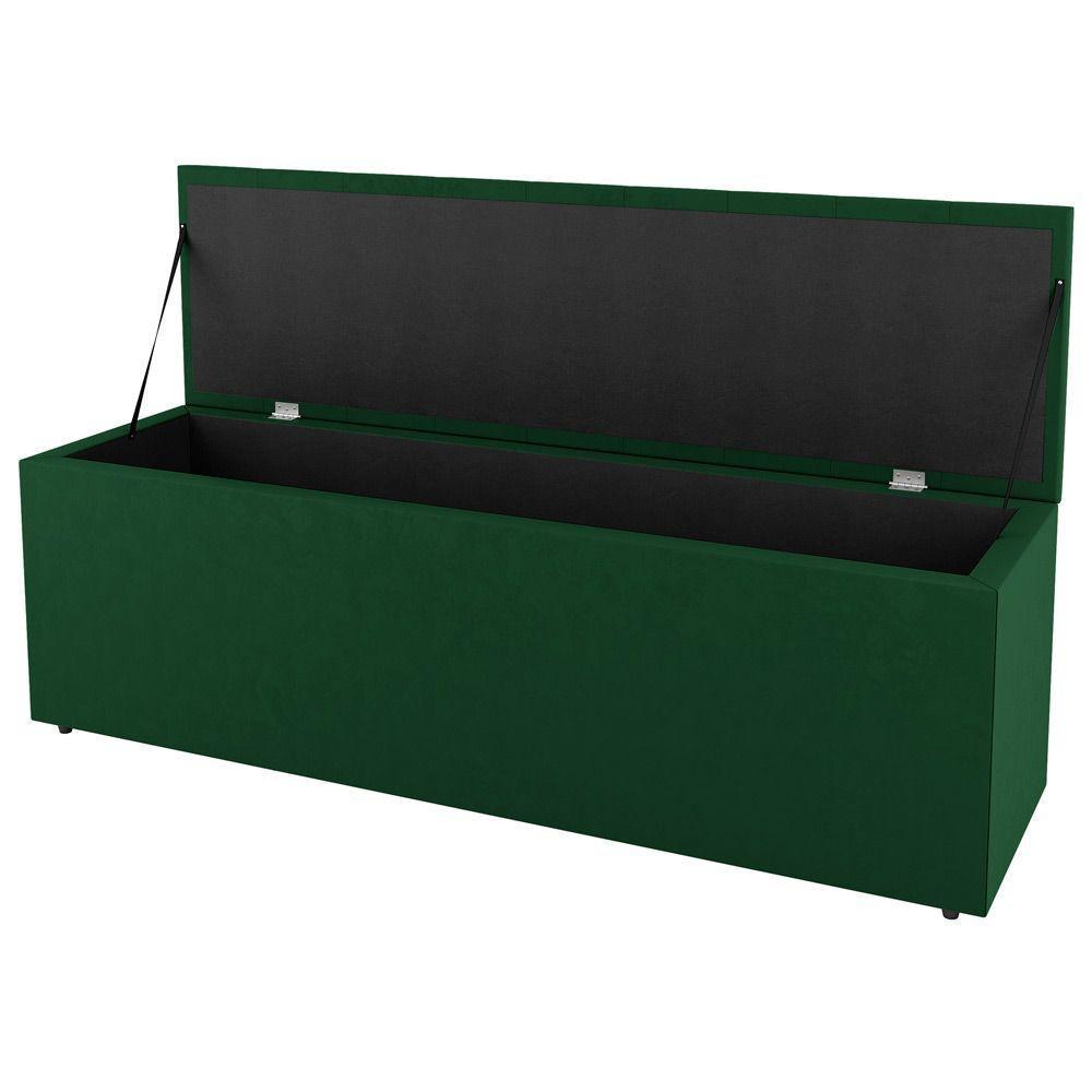 Kit Cabeceira E Baú Cama Box Solteiro Cora 90Cm Suede Verde - 7