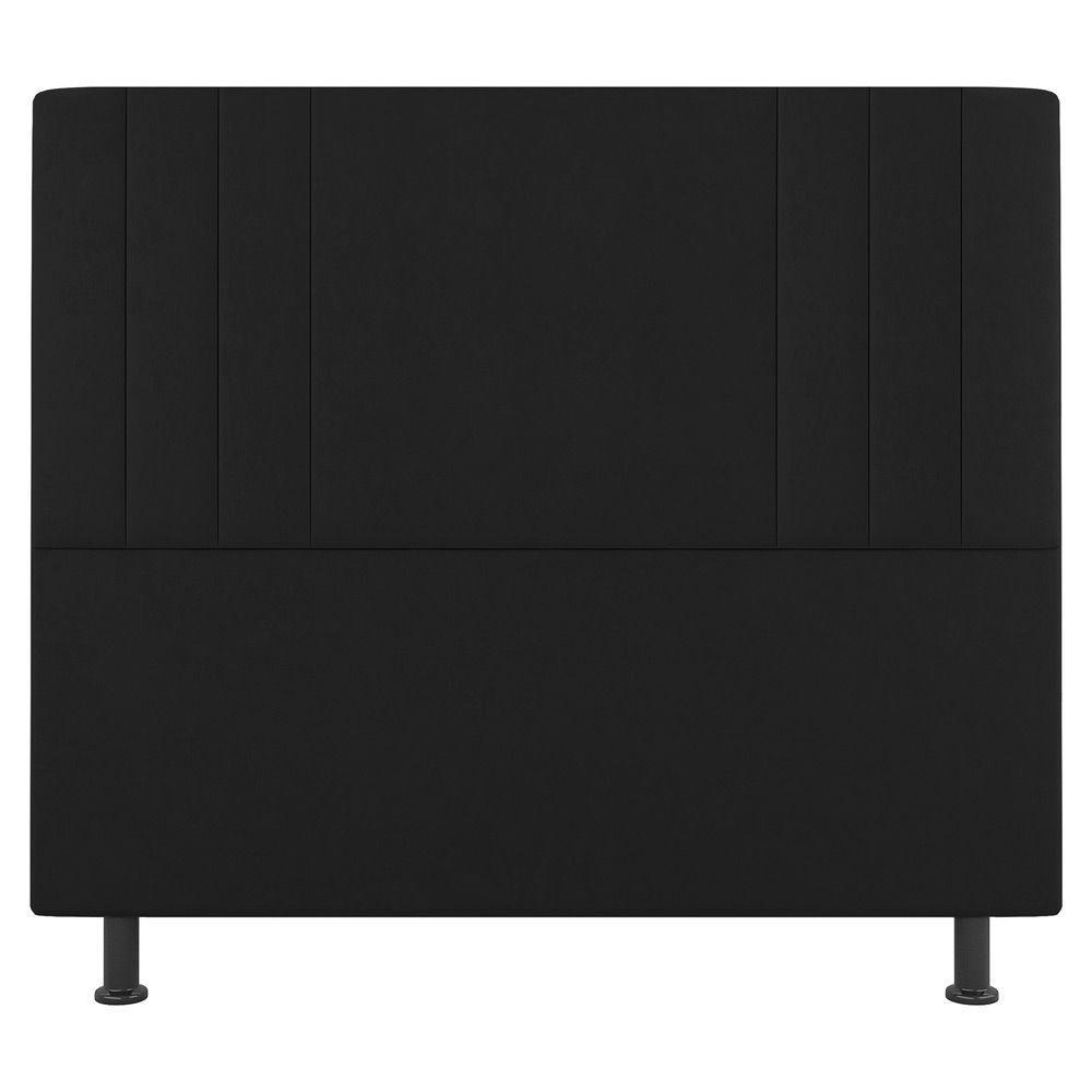 Kit Cabeceira E Baú Cama Box Solteiro 90Cm Sintético Preto - 6