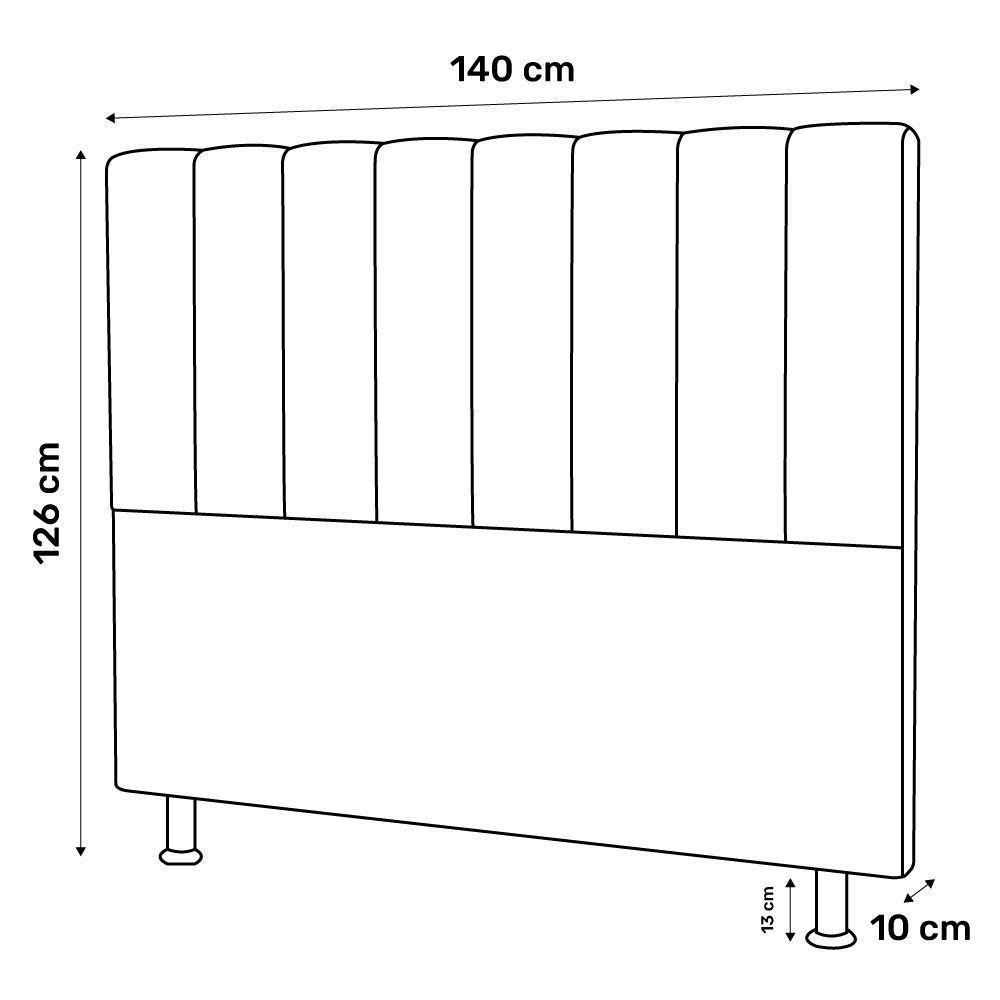 Cabeceira Cama Box Casal Cora 140Cm Suede Bege - Desk Design - 3
