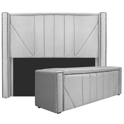 Kit Cabeceira E Calçadeira Baú Solteiro 90cm Suede Branco