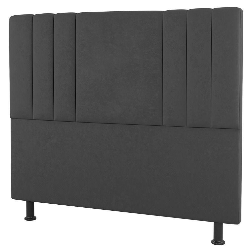 Cabeceira Cama Box Solteiro Grace 90Cm Suede Cinza Escuro - 1