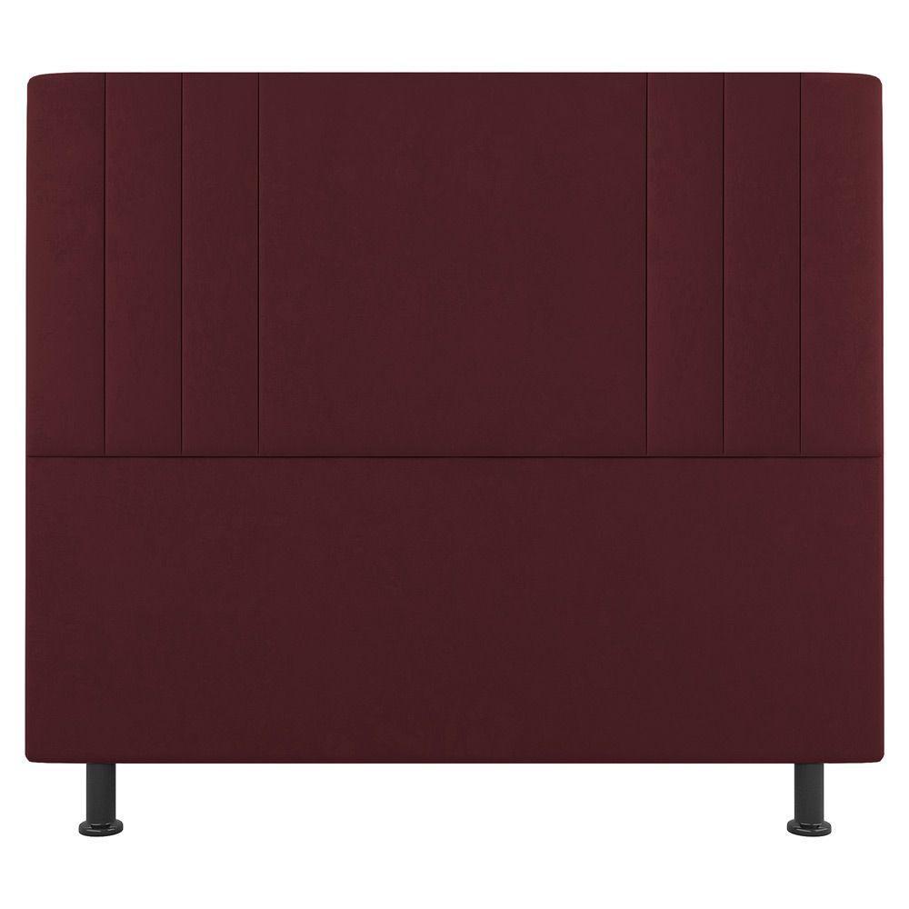 Kit Cabeceira E Baú Cama Box Solteiro 90Cm Bordô - 7