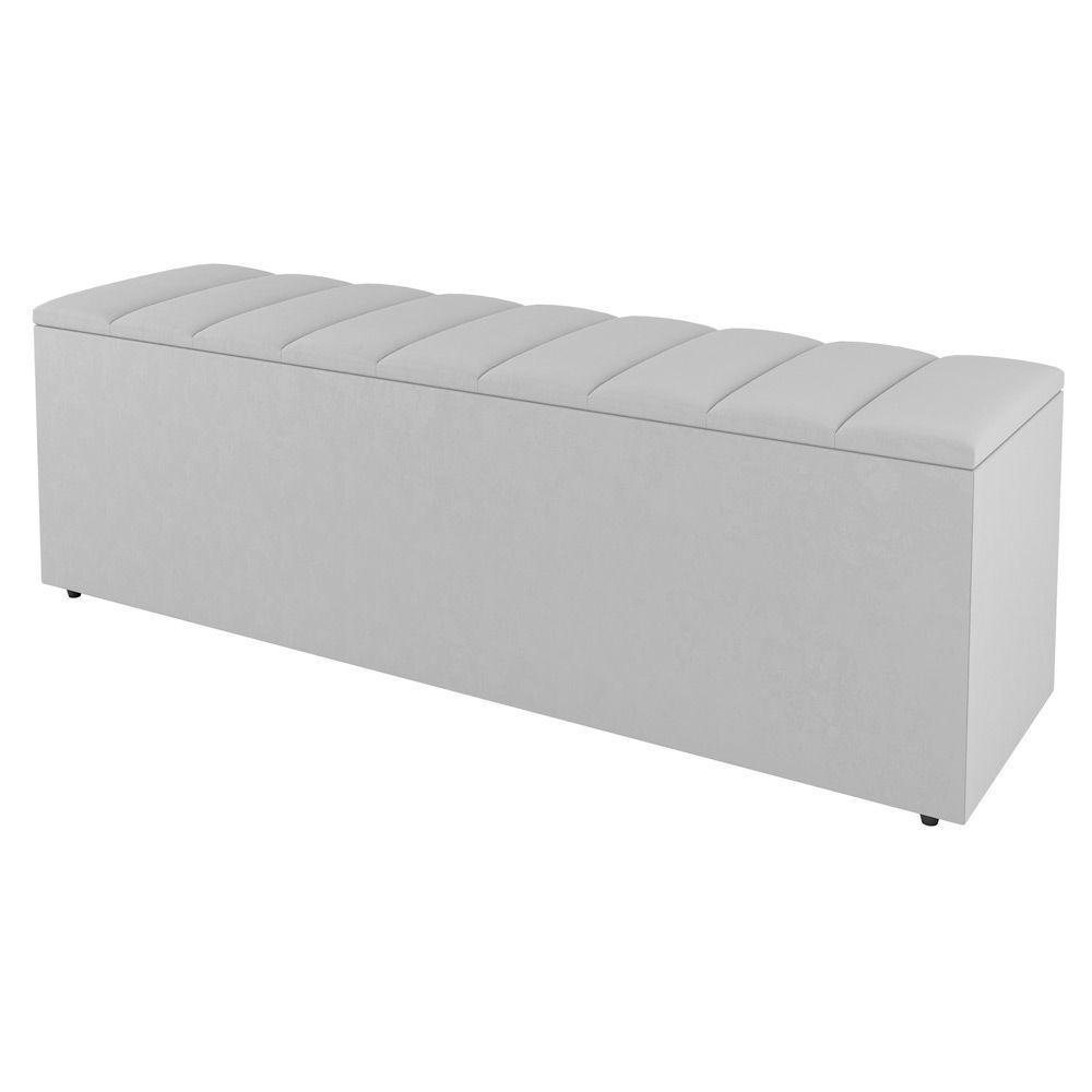 Kit Cabeceira E Baú Cama Box Solteiro 90Cm Sintético Branco - 4