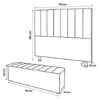Kit Cabeceira E Baú Cama Box Solteiro Cora 90Cm Suede Bordô - 6