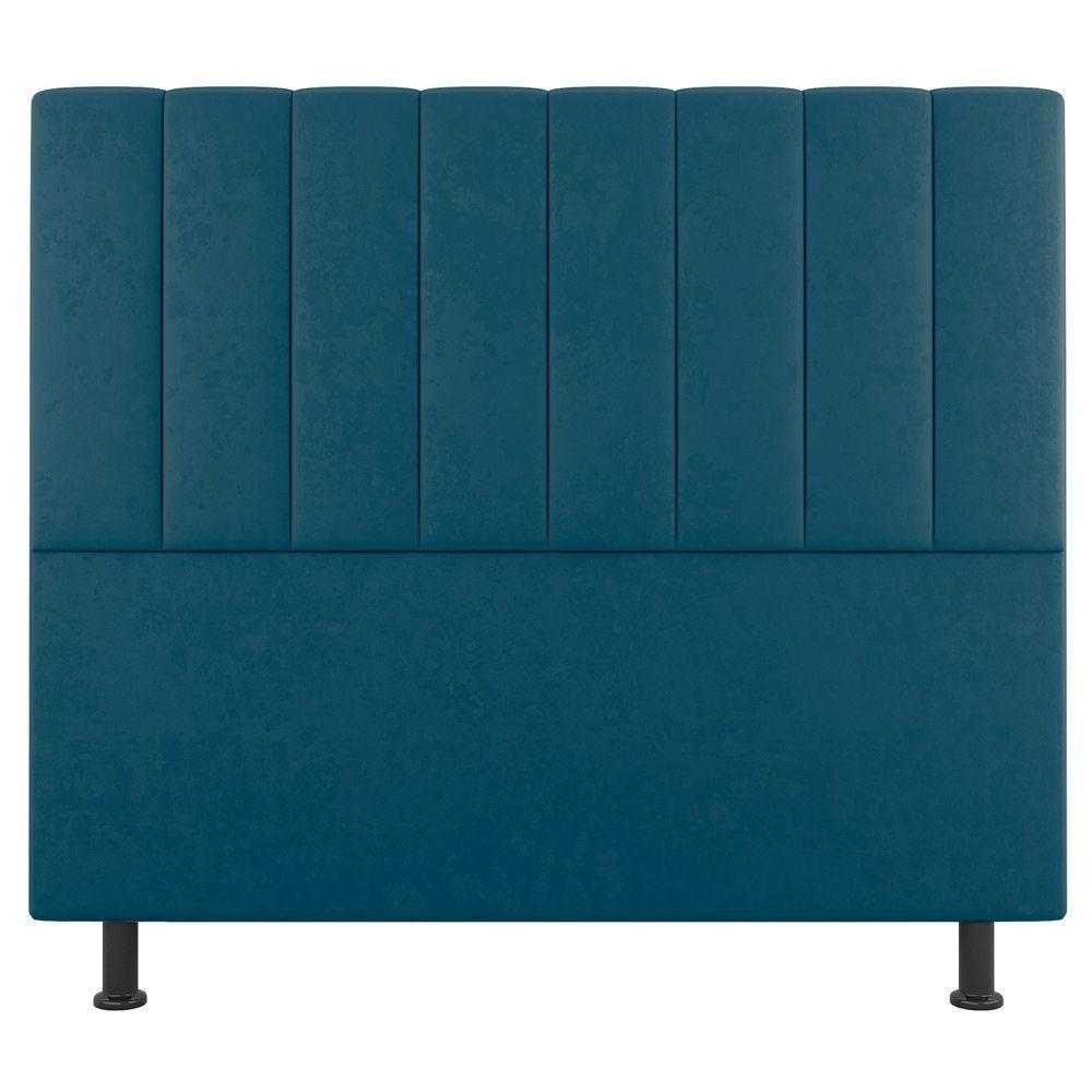 Kit Cabeceira E Baú Cama Box Queen 160Cm Suede Turquesa - 5