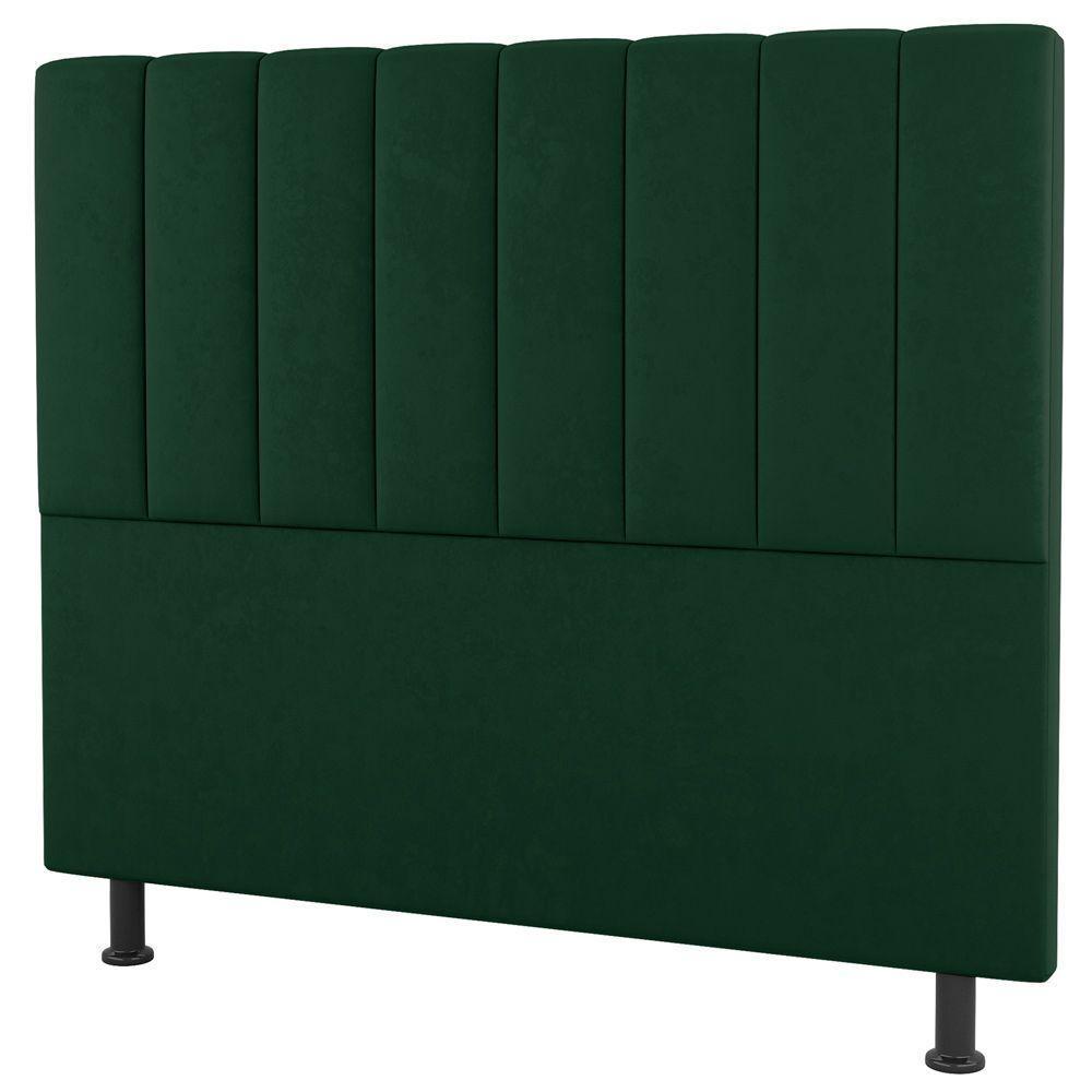Kit Cabeceira E Baú Cama Box Solteiro Cora 90cm Suede Verde - 2