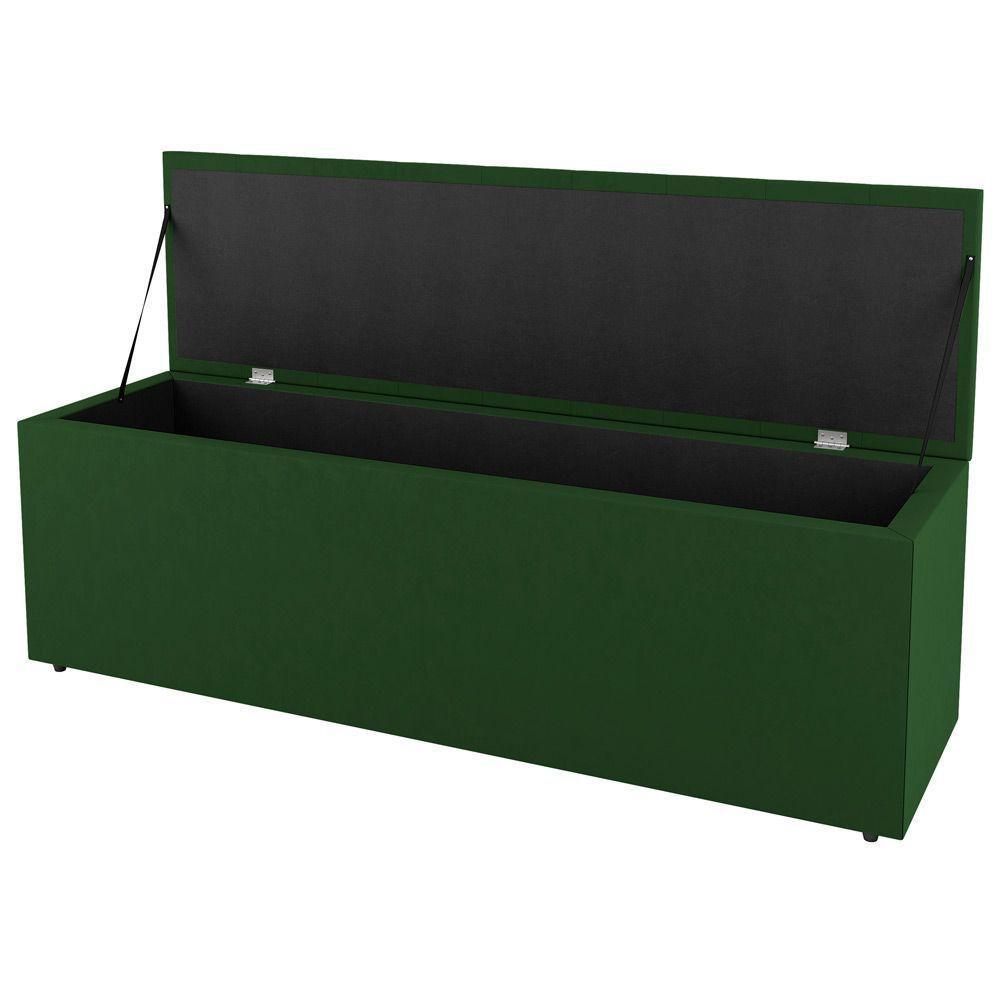 Kit Cabeceira E Baú Cama Box Solteiro Grace 90cm Suede Verde - 5