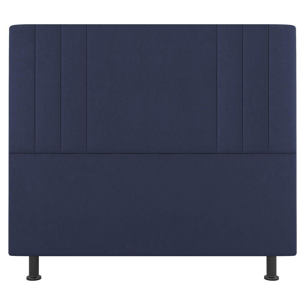 Kit Cabeceira E Baú Cama Box Solteiro Grace 90cm Suede Azul - 6