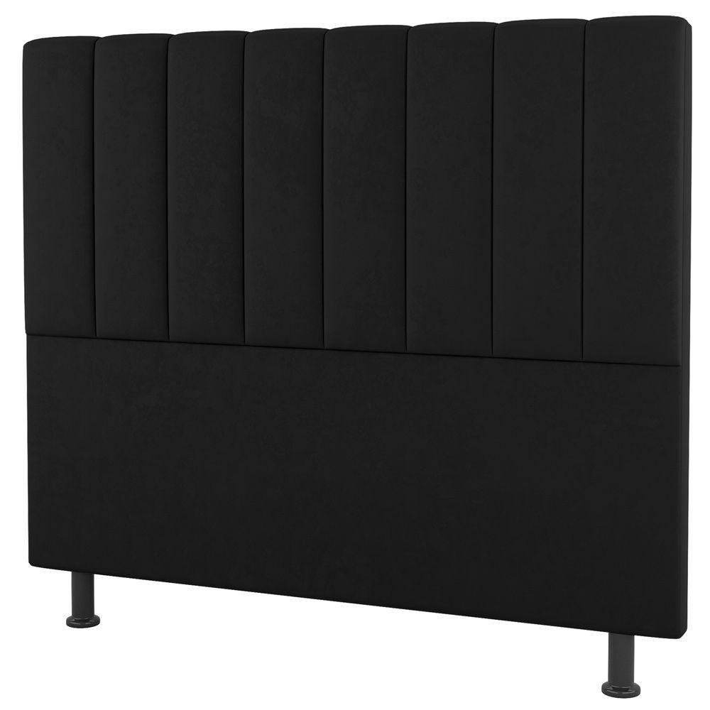 Cabeceira Cama Box Solteiro Cora 90Cm Sintético Preto - 1