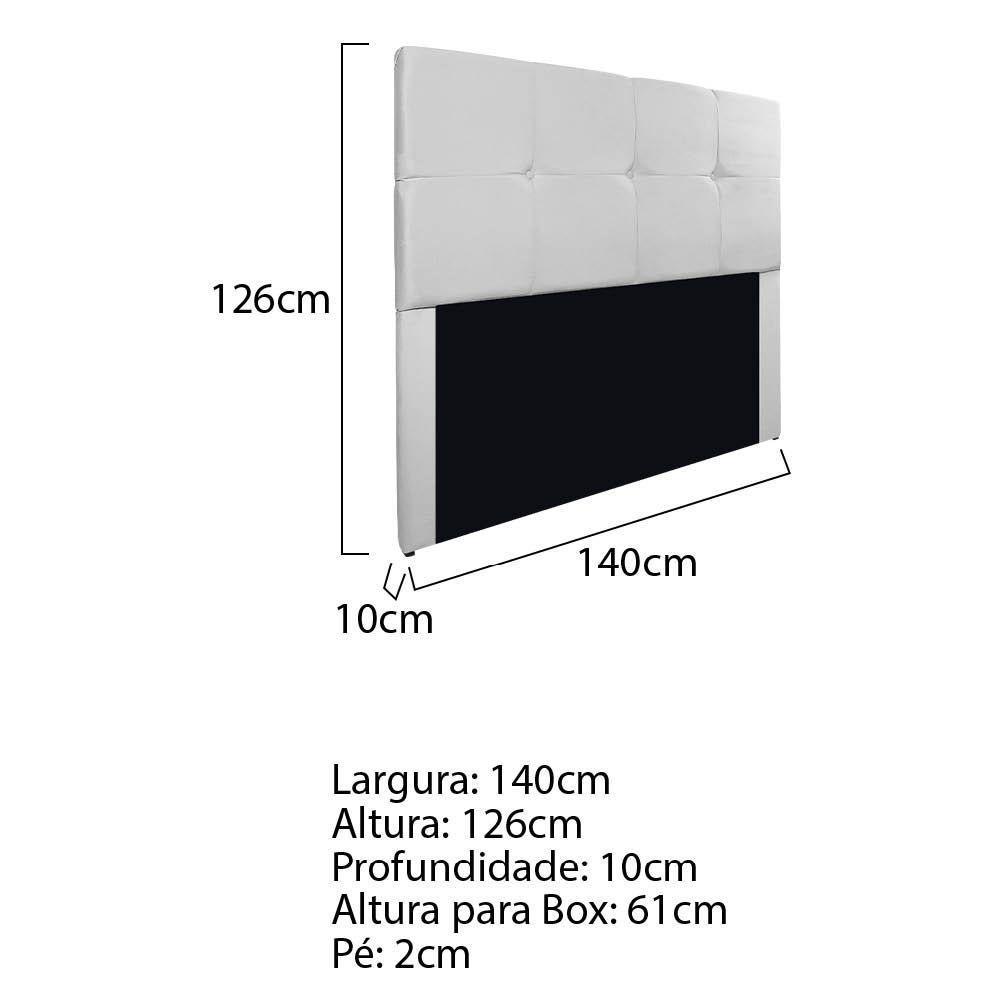 Cabeceira Casal Marseille P02 140 Cm Suede Branco - 5